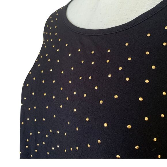 Flowy Black Tunic Top with Gold Studs & Sheer Hem – Size XL - Picture 3 of 7